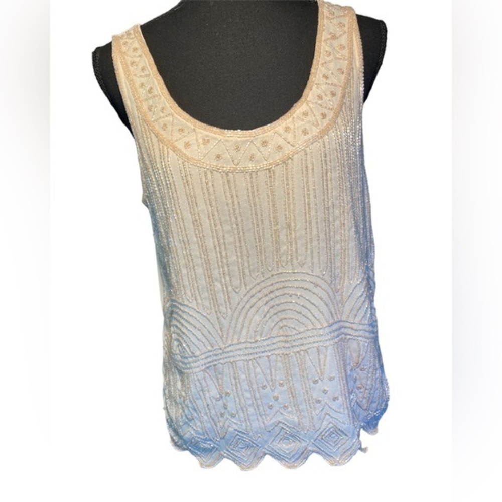 Forever 21‎ Nude Art Deco Beaded Tank | Size M